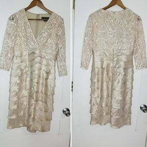 Jessica Howard Gold Ruffle Cocktail Dress Size 8